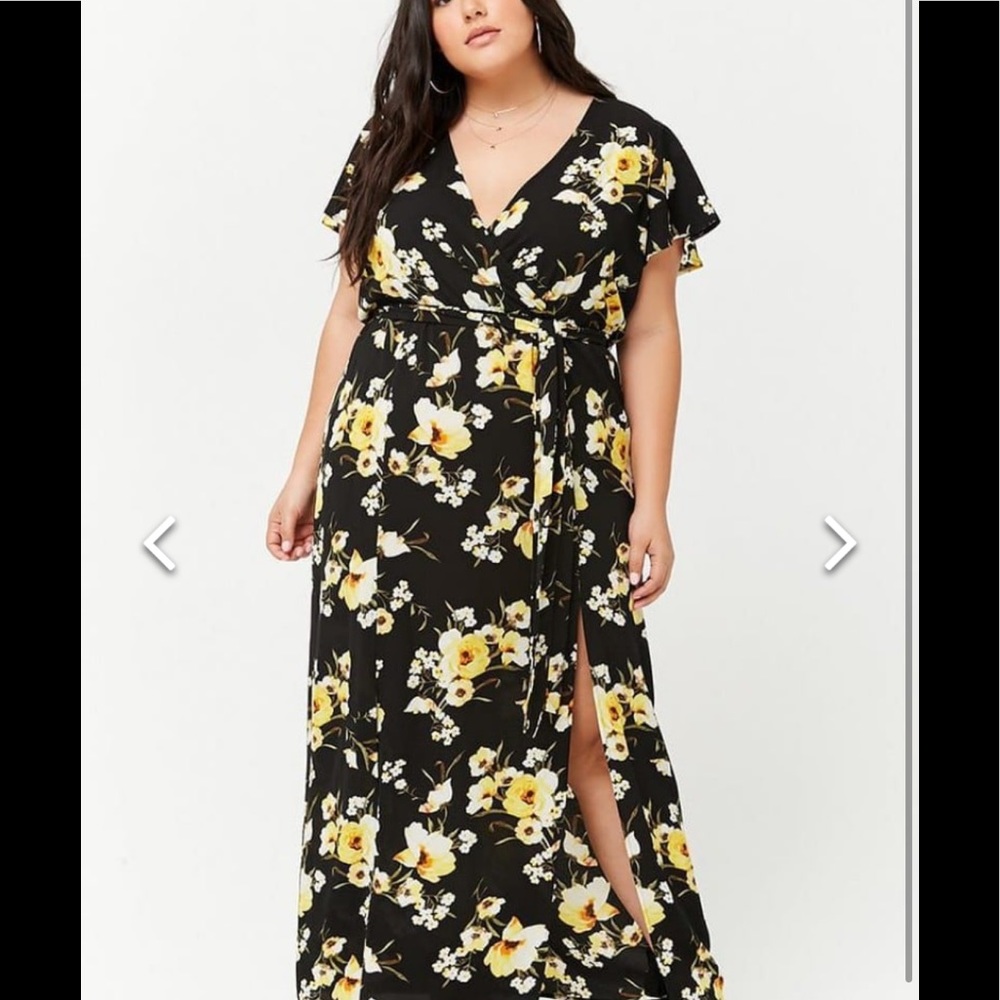 Black and floral Forever 21 Plus Maxi Dress